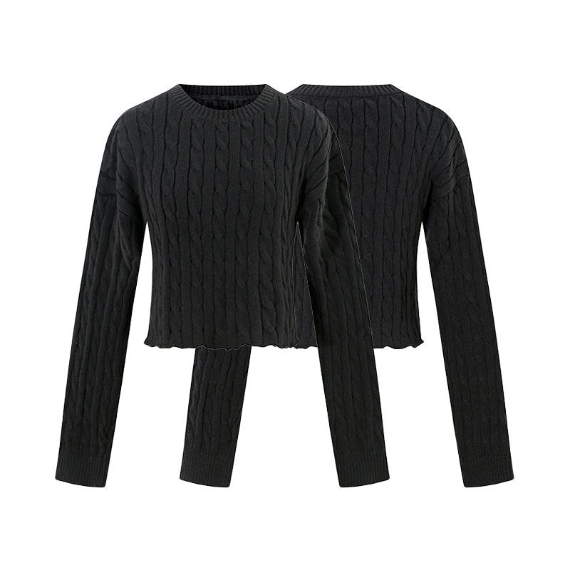 Casual versatile solid color simple knit sweater