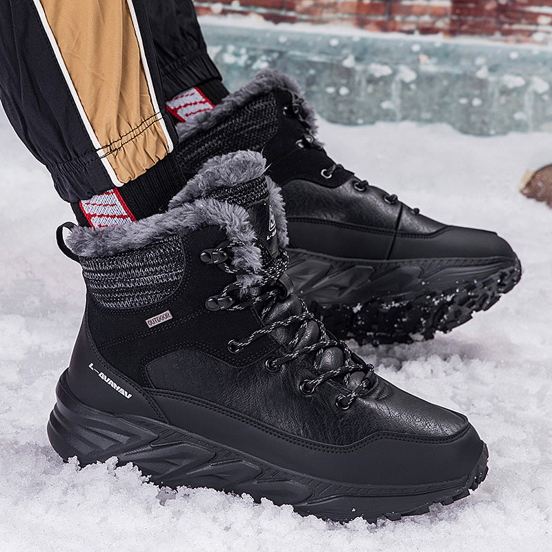 Fashion Style Type of Footwear Winter Outdoor Mid-Cut Fleece Lined Snow Boots with Height Increase Warm Men's Cotton Shoes & Women's Warm Walking Shoes