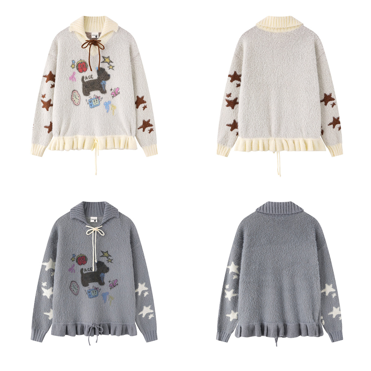 Cartoon puppy embroidered sweater
