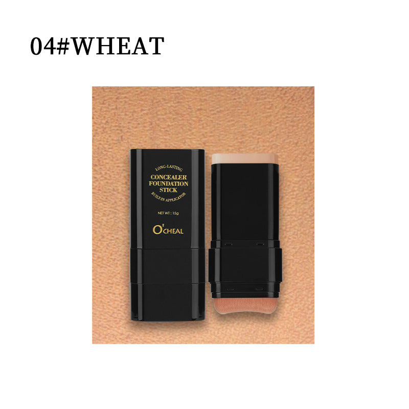Oqianya Cream Foundation Concealer Long-Lasting Solid Foundation Dual-Purpose Powder Puff Brush