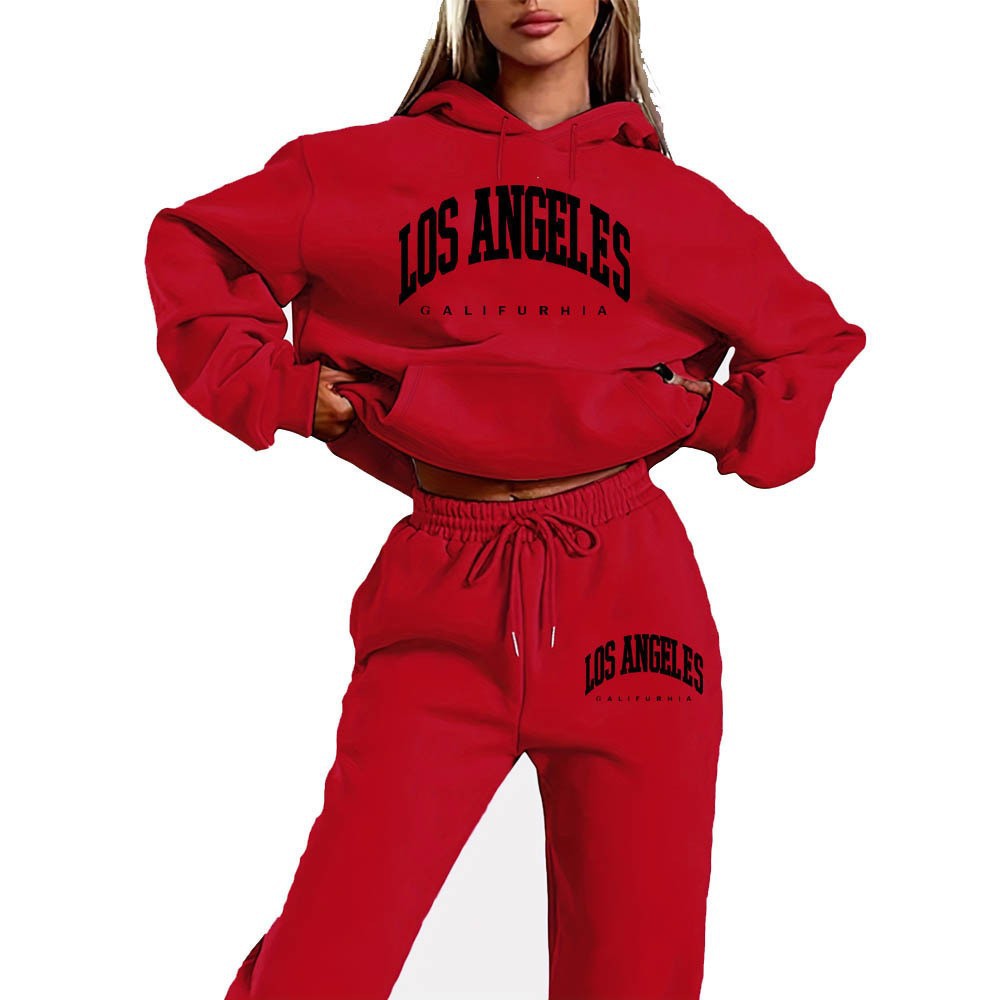 women's sportswear hoodie set,printed casual high-quality hooded sweatshirt set