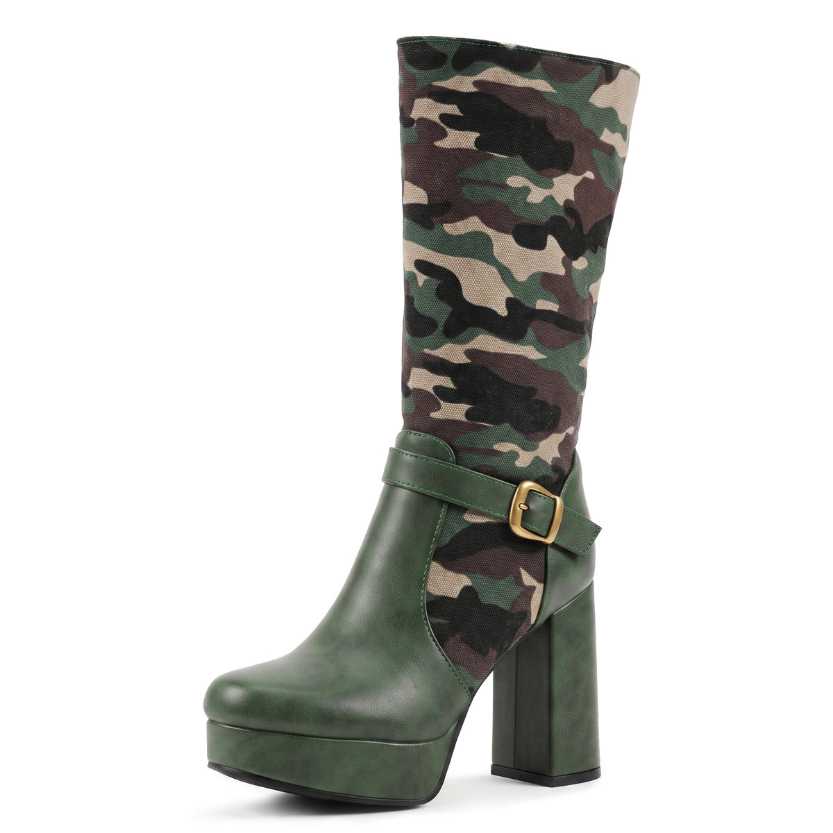 Fashion Punk Style Camouflage High-Cut Women's Boots with Thick Heel and Platform Made to order, ships in 7 days