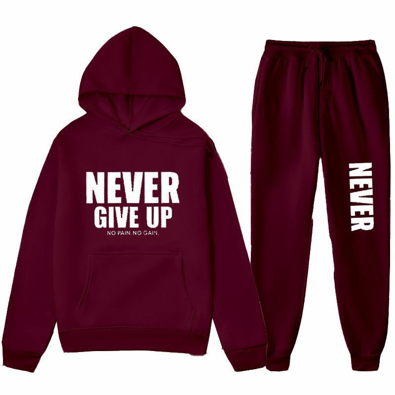Casual Letter Print Hoodie Set Sweatshirt and Sweatpants Tracksuit Men's Clothing Men's Wear Winter Outfit