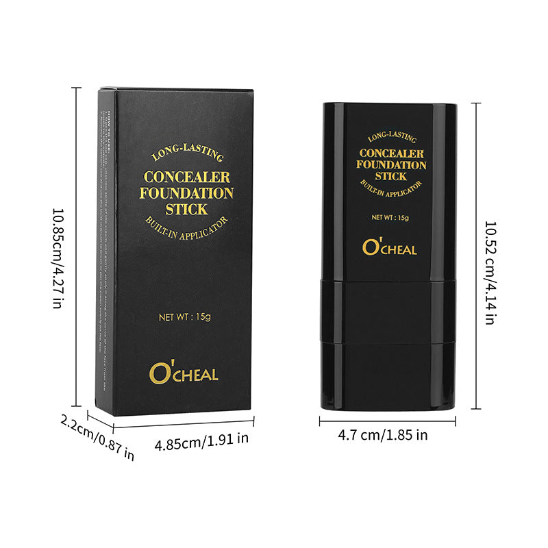 Oqianya Cream Foundation Concealer Long-Lasting Solid Foundation Dual-Purpose Powder Puff Brush