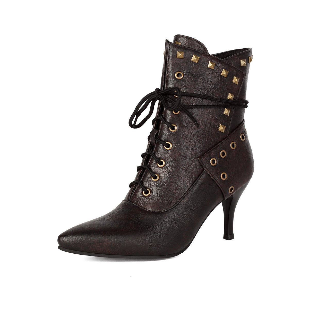 Bulk Order Autumn/Winter Large Size Low-Cut Boots Pointed Toe Studs Front Lace-Up Martin Boots for Women Made to order, ships in 7 days