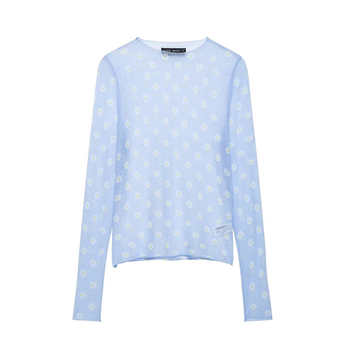 Slim fit semi transparent floral top