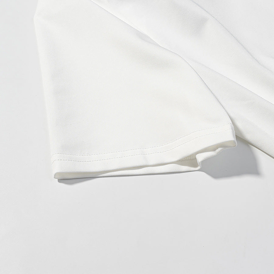 Irregular hem design with side pleats short sleeved T-shirt