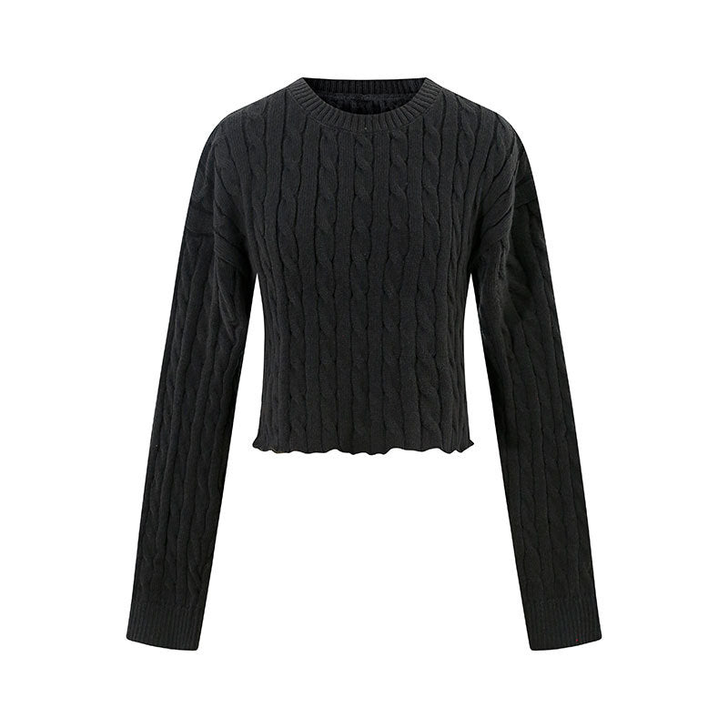 Casual versatile solid color simple knit sweater