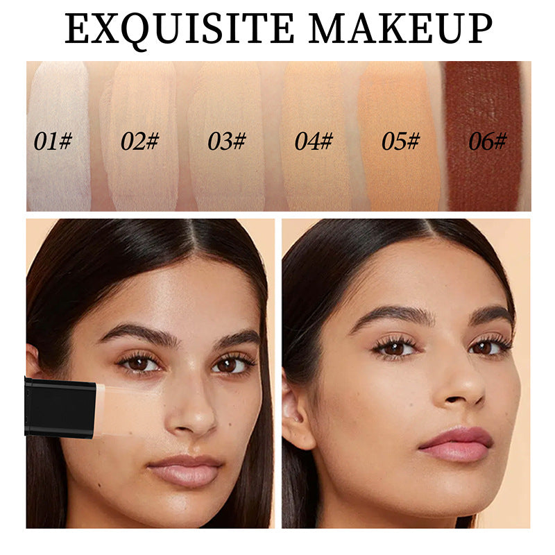 Oqianya Cream Foundation Concealer Long-Lasting Solid Foundation Dual-Purpose Powder Puff Brush