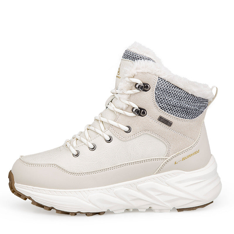 Fashion Style Type of Footwear Winter Outdoor Mid-Cut Fleece Lined Snow Boots with Height Increase Warm Men's Cotton Shoes & Women's Warm Walking Shoes