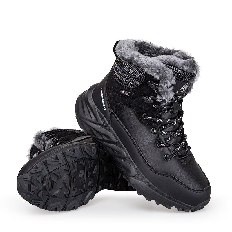 Fashion Style Type of Footwear Winter Outdoor Mid-Cut Fleece Lined Snow Boots with Height Increase Warm Men's Cotton Shoes & Women's Warm Walking Shoes