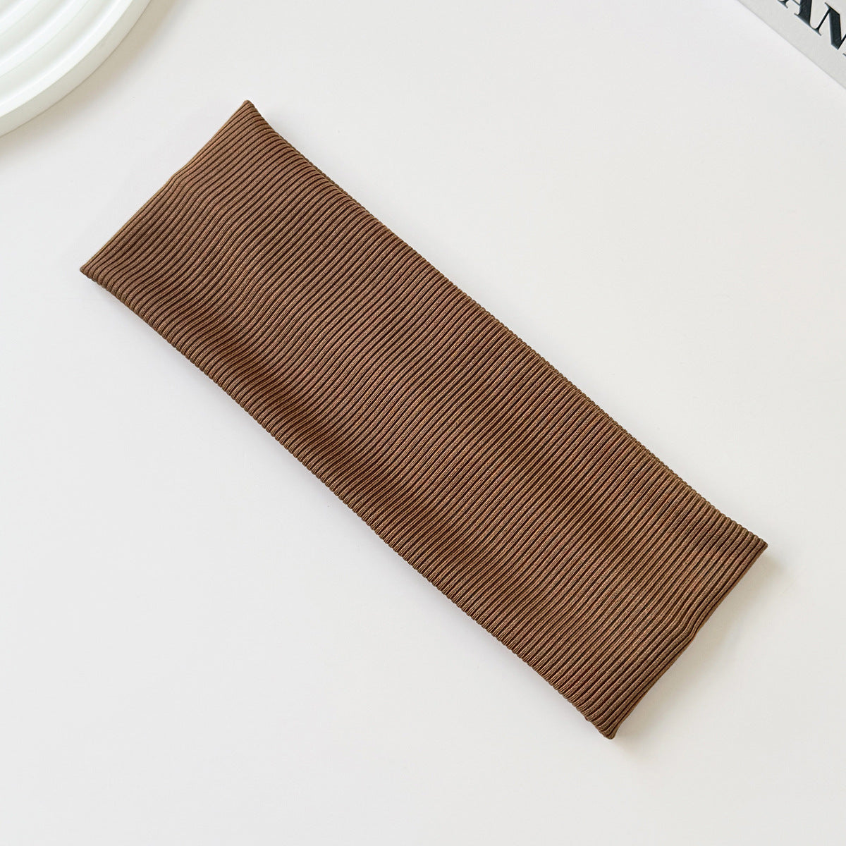 Cotton Elastic Headband Wide Sweat-Absorbent Band, Solid Color, Multi-Functional Headwear