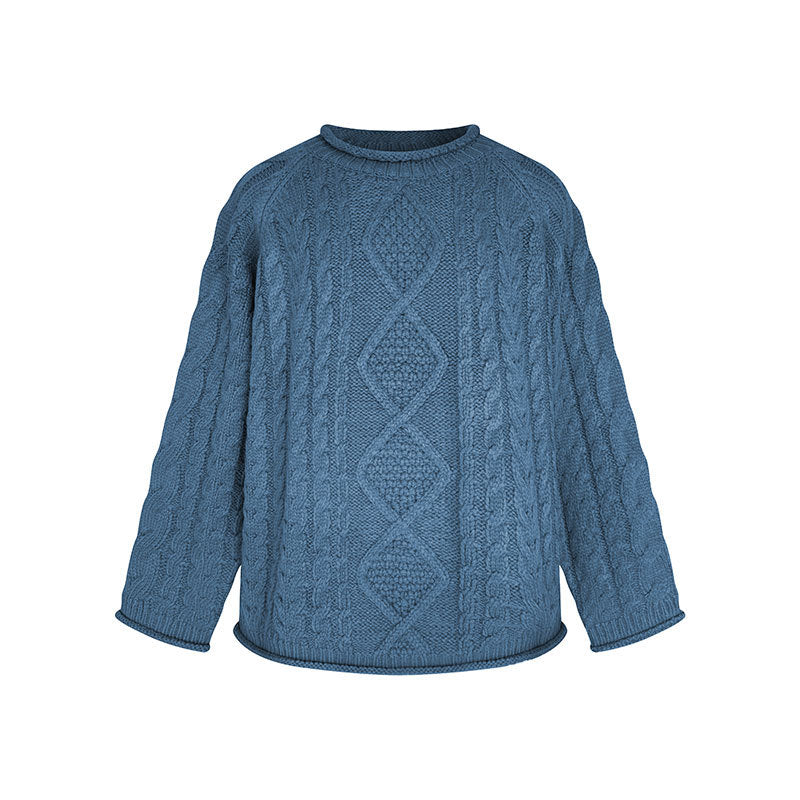 Round neck Fried Dough Twists stripe versatile solid simple knitwear