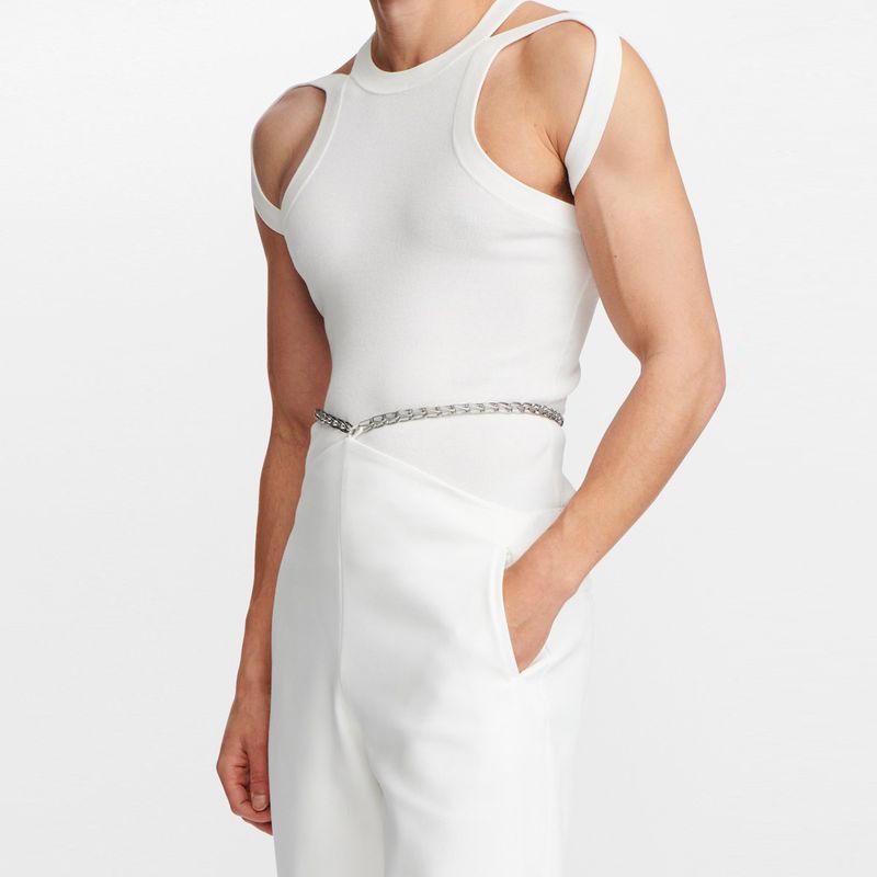 Slim Knit Sleeveless Vest for Men, Elastic Fitted Underwear, Sexy Tight Sleeveless T-Shirt, American Style Vest