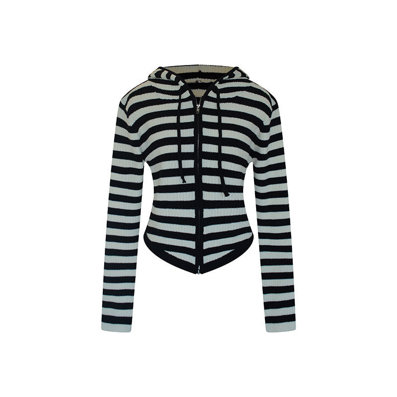 Versatile lazy style loose cardigan hooded knit sweater