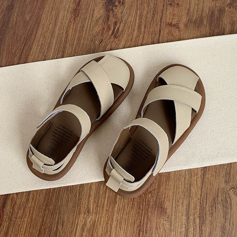 Flat Heeled Toe-Covered Sandals for Women,Casual Shoes