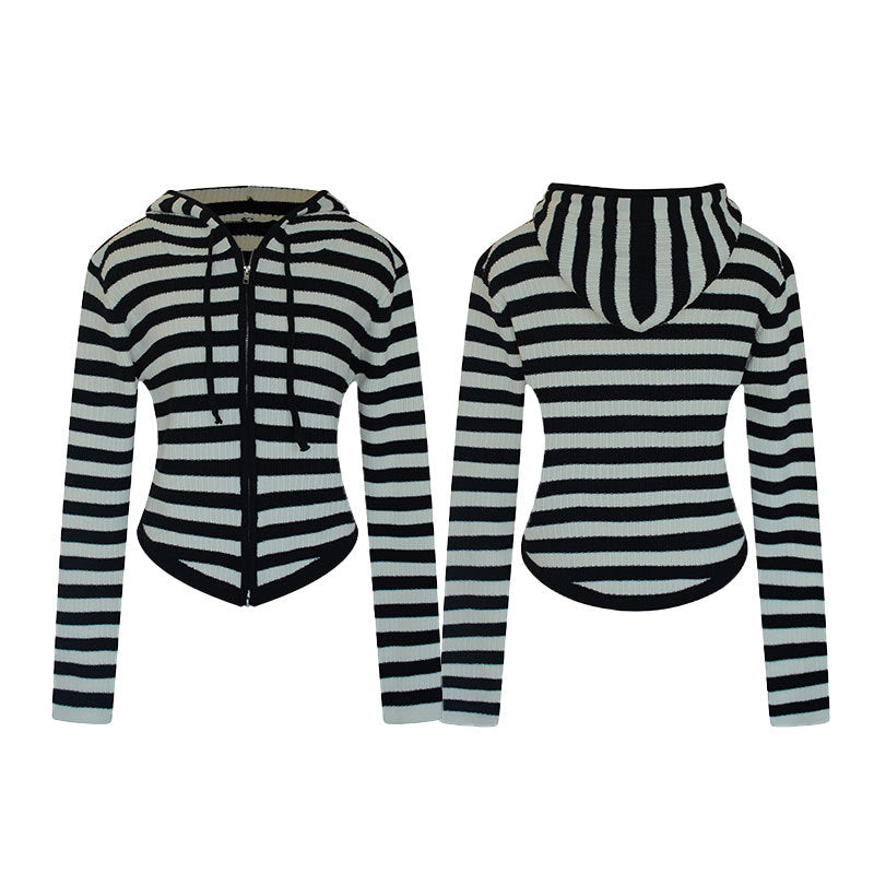 Versatile lazy style loose cardigan hooded knit sweater