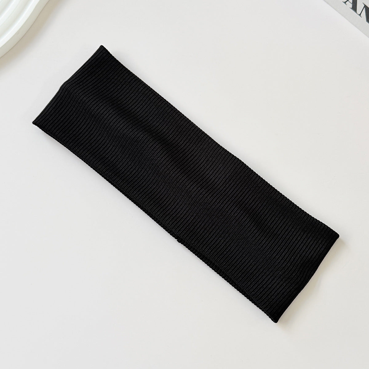 Cotton Elastic Headband Wide Sweat-Absorbent Band, Solid Color, Multi-Functional Headwear