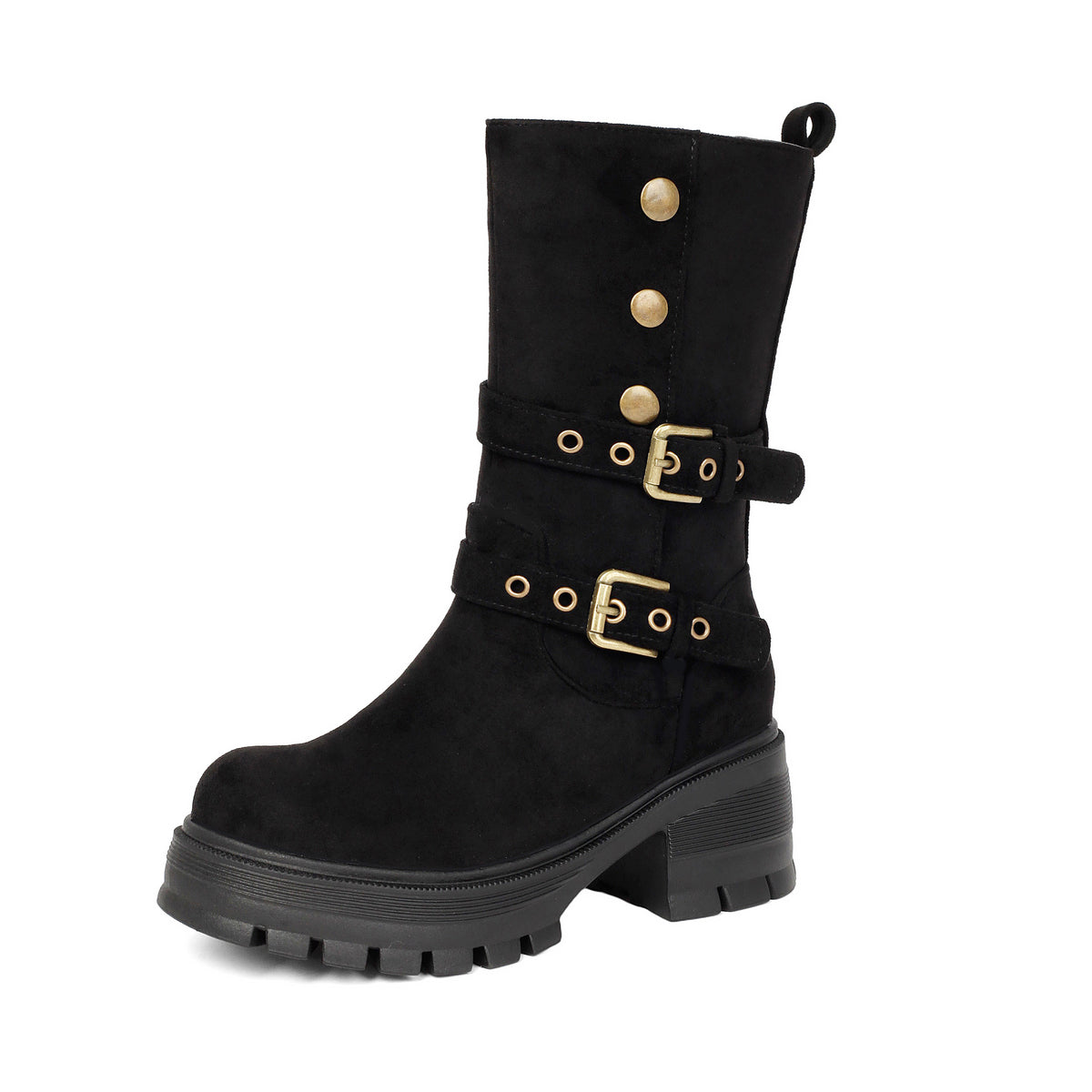Supply Thick Sole High Heel Women's Boots Punk Style Belt Buckle Ankle Boots