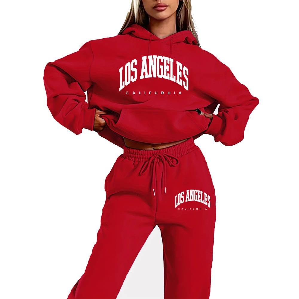 women's sportswear hoodie set,printed casual high-quality hooded sweatshirt set