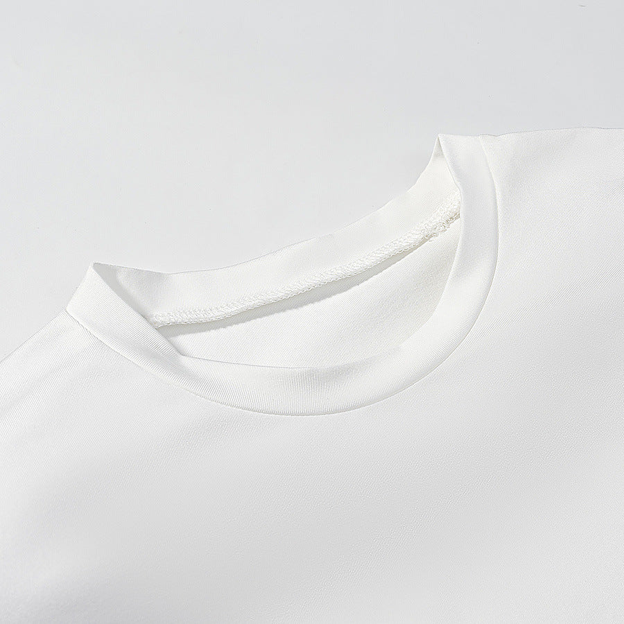 Irregular hem design with side pleats short sleeved T-shirt