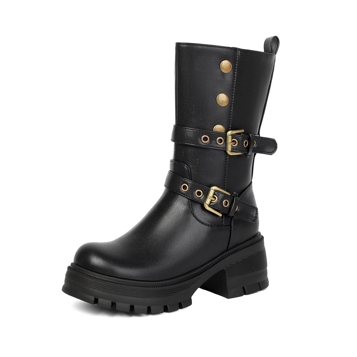 Supply Thick Sole High Heel Women's Boots Punk Style Belt Buckle Ankle Boots