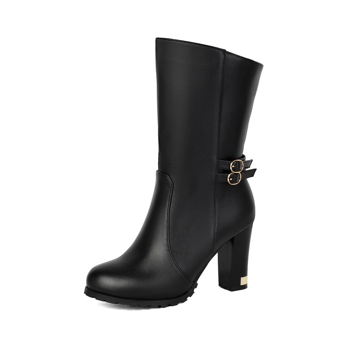 Fashion High-Heeled Mid-Calf Boots for Women, Solid Color with Side ZipperTrendy Autumn/Winter Style Made to order, ships in 7 days