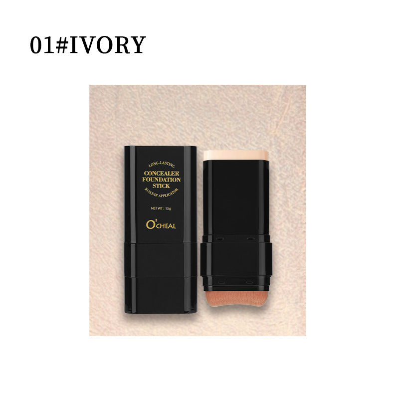 Oqianya Cream Foundation Concealer Long-Lasting Solid Foundation Dual-Purpose Powder Puff Brush
