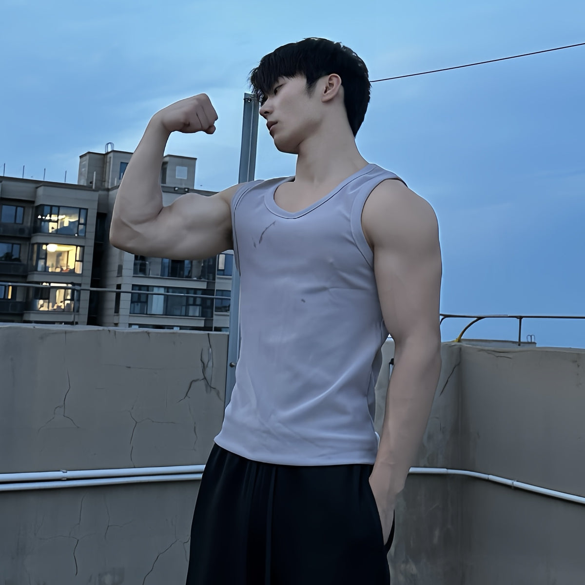 Heavyweight Combed Textured Muscle Tank Top for Men, Summer Sports Casual Fitness Training Sleeveless T-Shirt Underwear