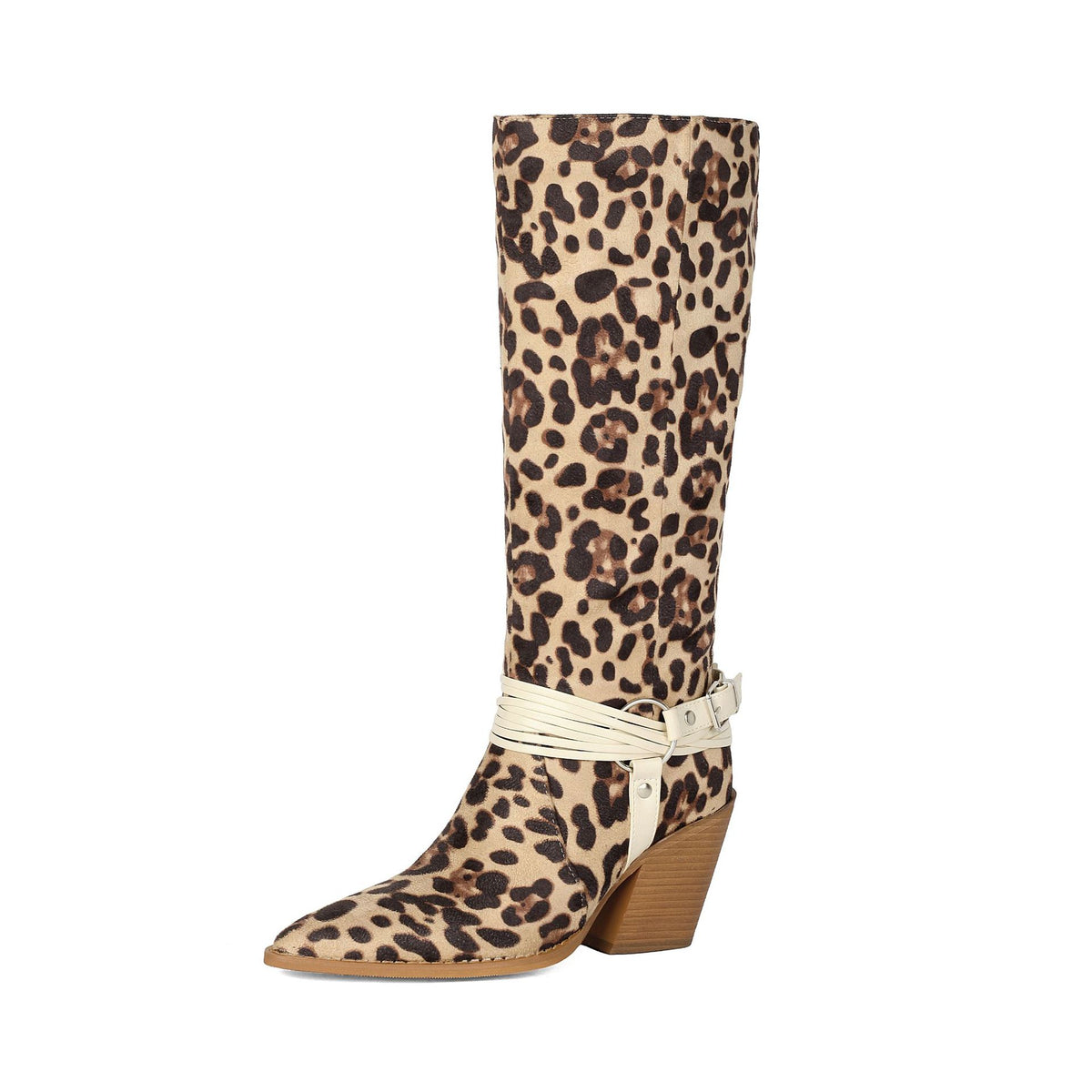 Western Style High Heel Boots for Women, Chunky Heeled, Pointed Toe, Over-the-Knee, Belt Buckle Detail Made to order, ships in 7 days