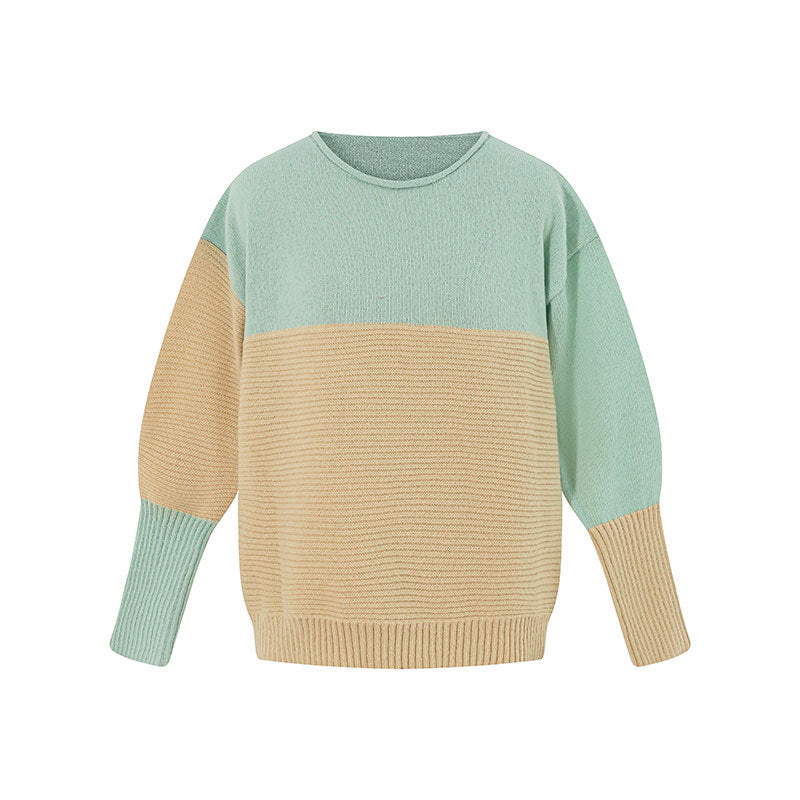 Striped versatile contrasting simple knit sweater