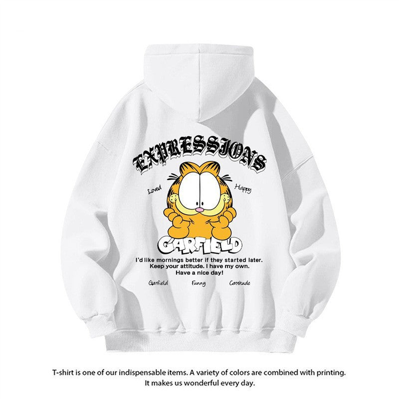 Garfield Printed Hoodie Couple Style Loose Outerwear Men