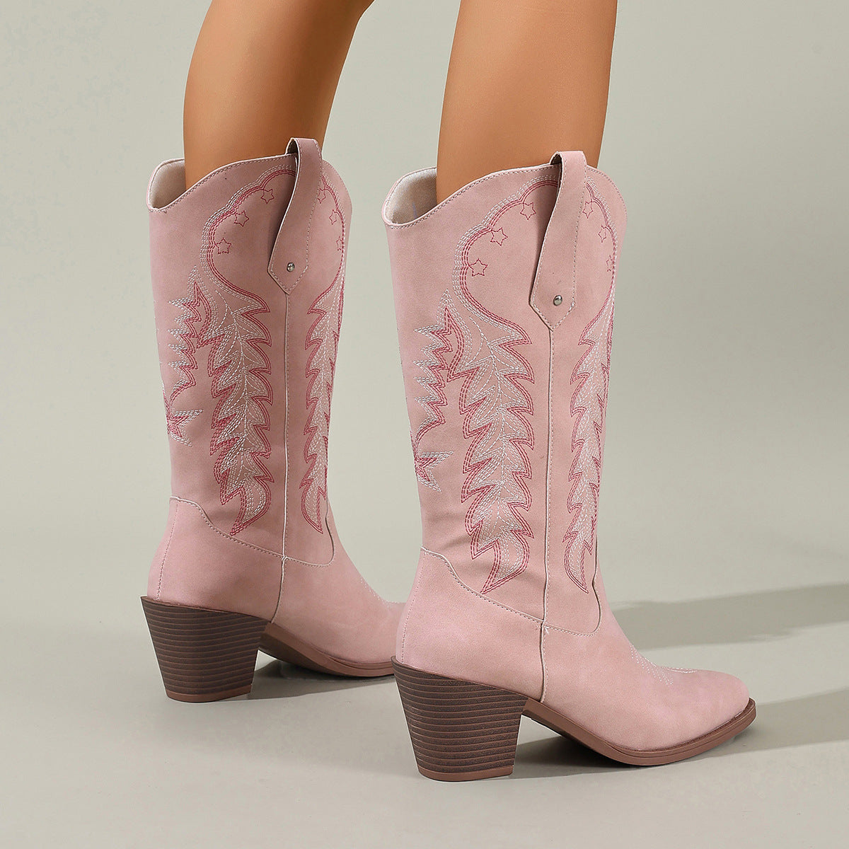 Straight-Cut Slim Knight Boots with High Heel, High Shaft, Thick Sole FashionableTrendy and Versatile Women's Boots