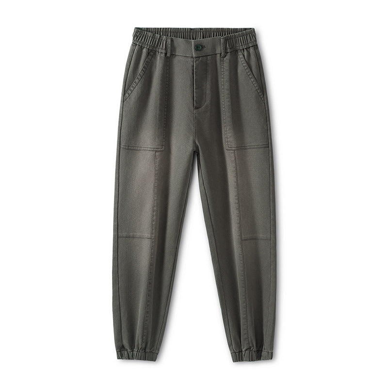 Patchwork Cargo Pants for Men, Drawstring Tapered Fit