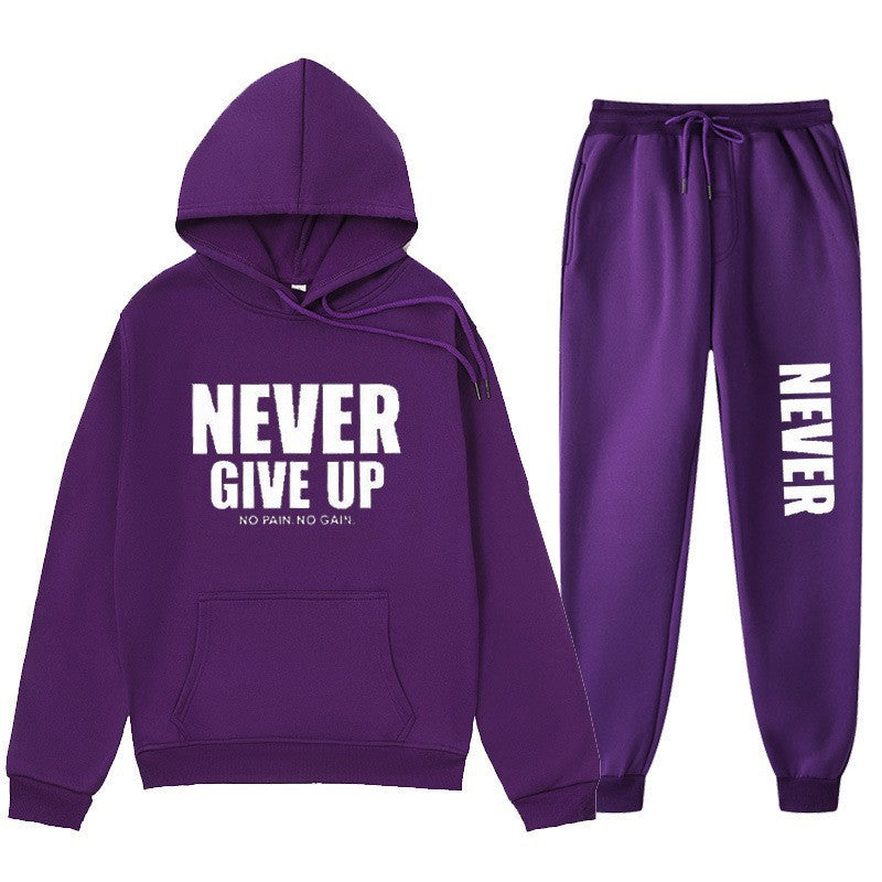 Casual Letter Print Hoodie Set Sweatshirt and Sweatpants Tracksuit Men's Clothing Men's Wear Winter Outfit