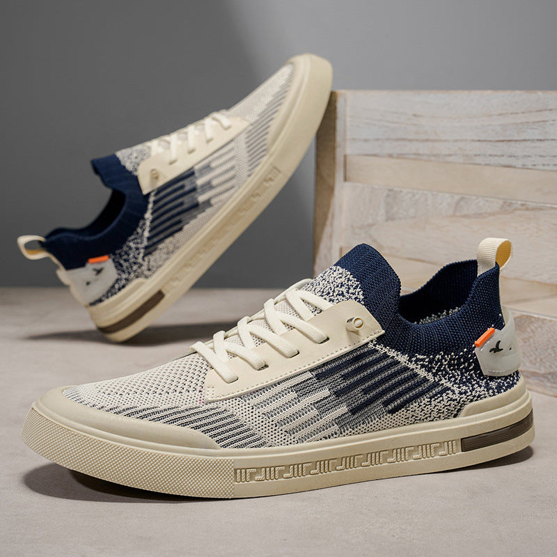 Casual mesh breathable one foot fly woven thin men's shoes