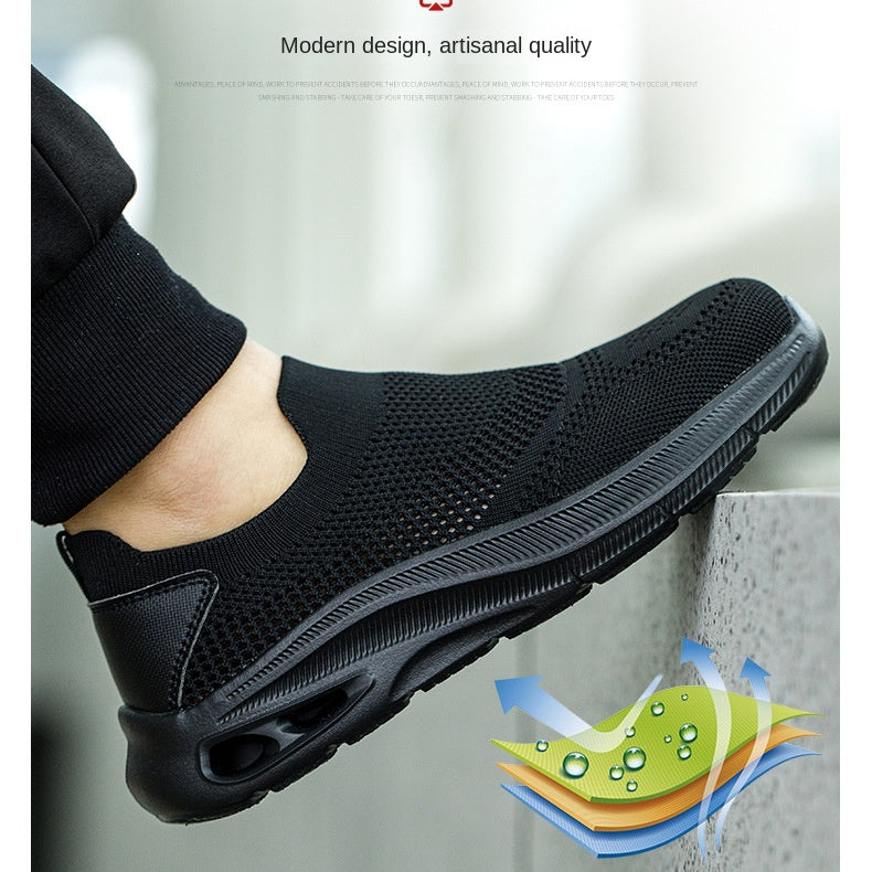 Mesh lightweight one foot labor protection summer mesh anti smashing and anti piercing safety protective shoes