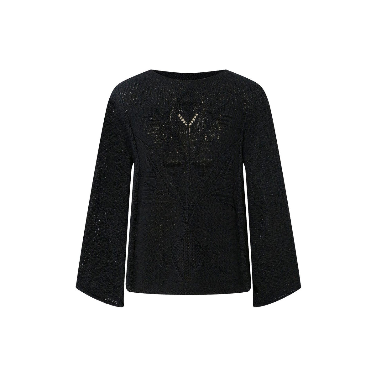 Round neck jacquard versatile solid color simple knit sweater