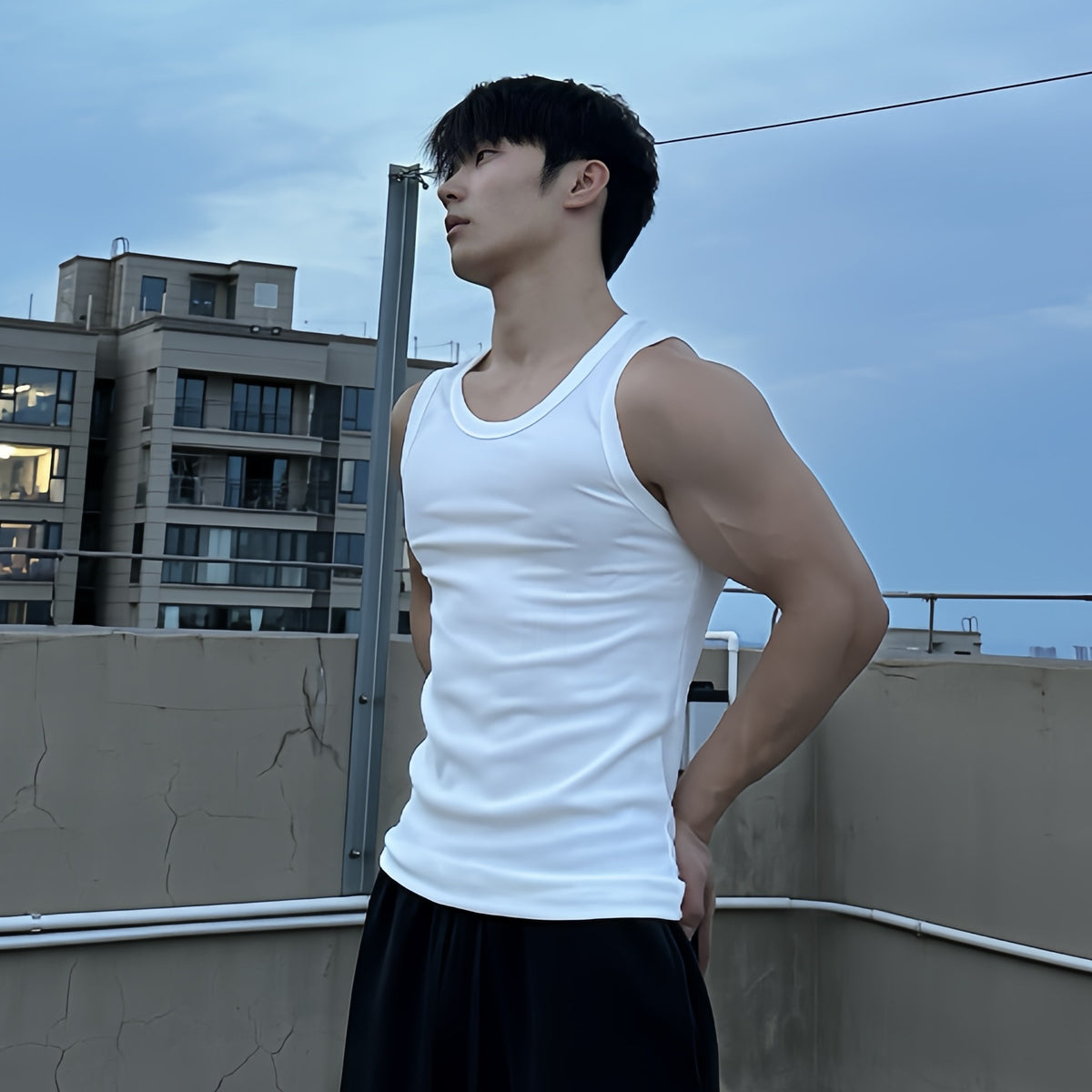 Heavyweight Combed Textured Muscle Tank Top for Men, Summer Sports Casual Fitness Training Sleeveless T-Shirt Underwear