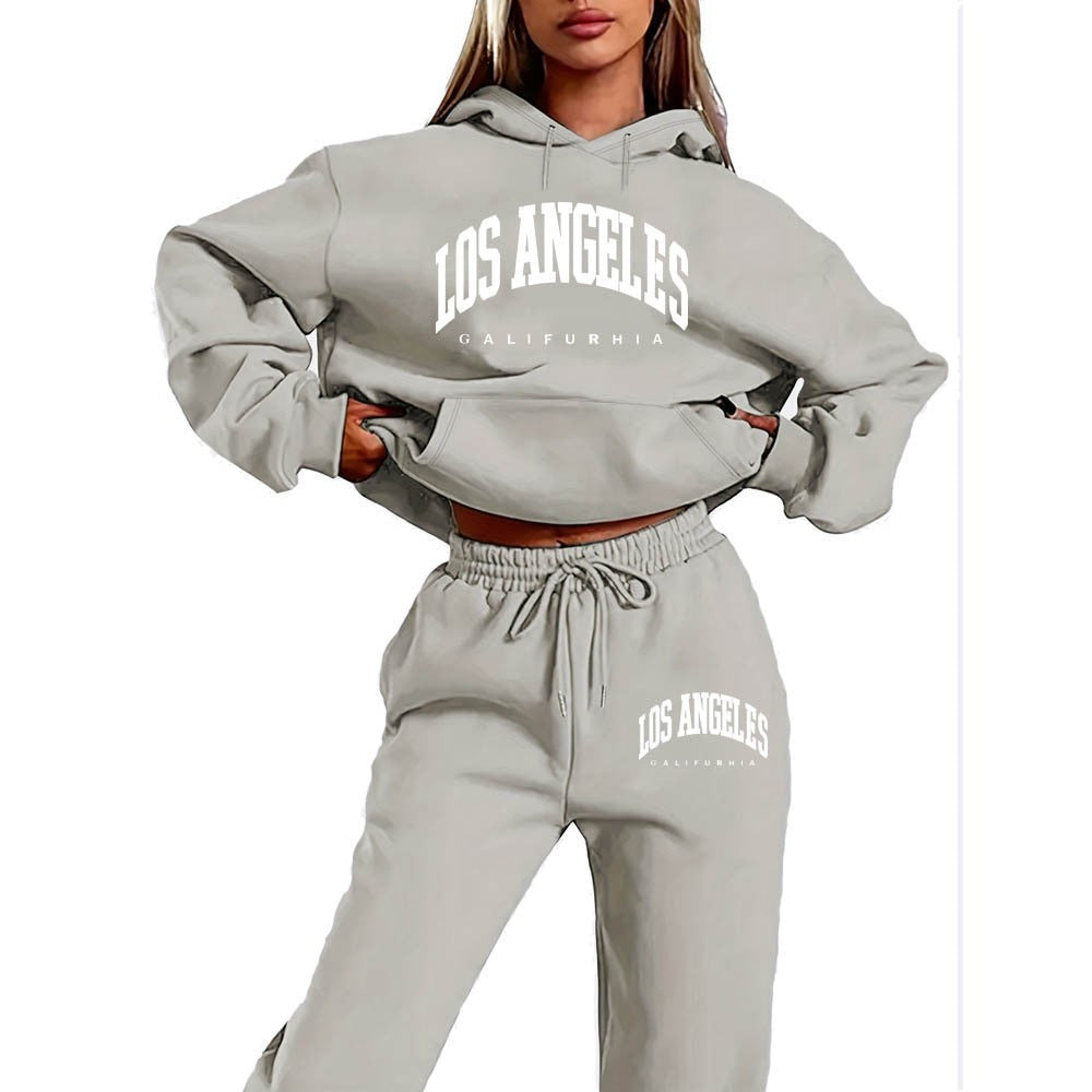 women's sportswear hoodie set,printed casual high-quality hooded sweatshirt set