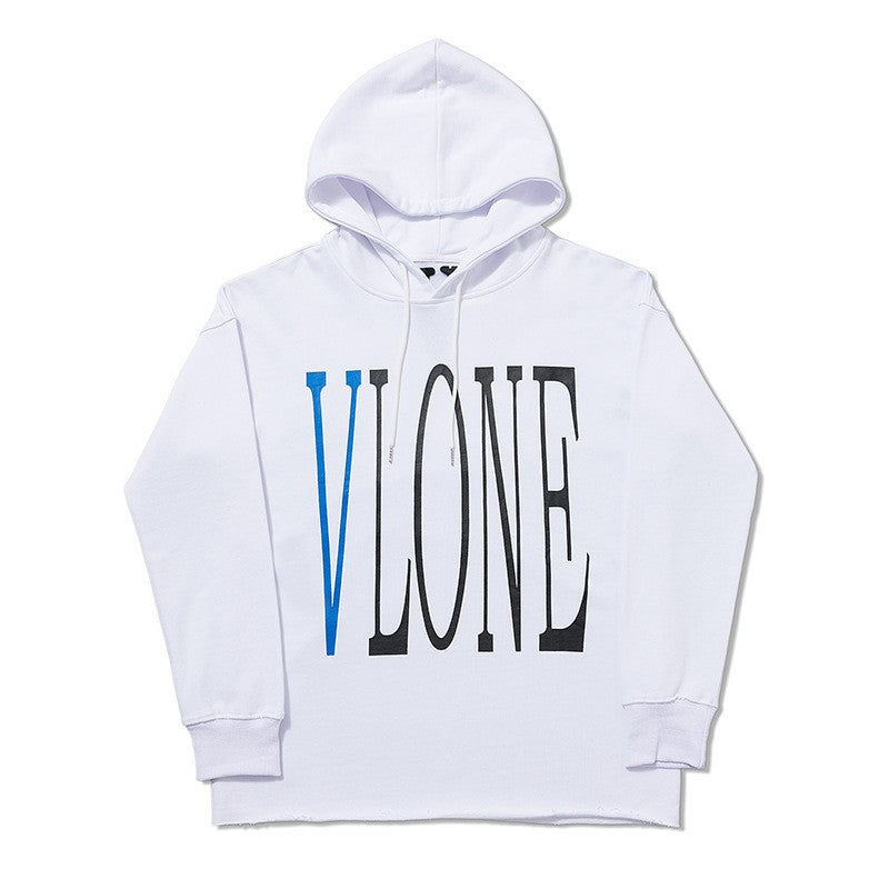 Hoodie with Snake Wrap Design, Blue Large V Logo, Unisex Oversized Sweatshirt Hooded Jacket