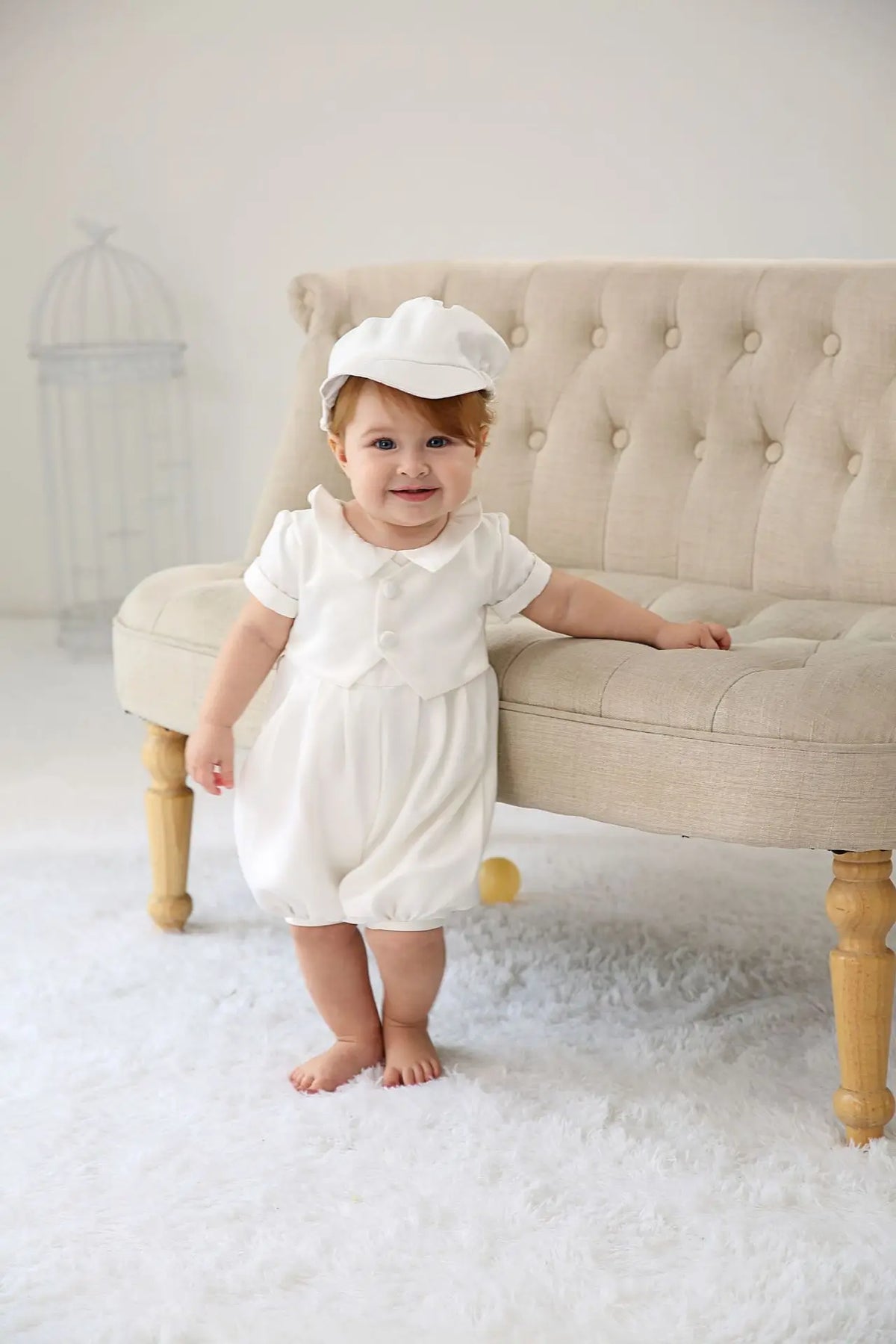 baby boy clothes white baptism baby romper set with hat turndown collar newborn first boy birthday clothing 3-24M