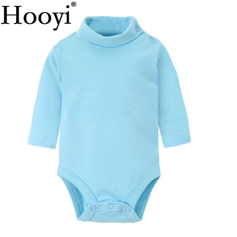 Baby Boy Clothes 100% Cotton Pure Solid Newborn Bodysuits Turtleneck Premature Clothing Shirts Tops 0 1 2 3 Years PJS Soft
