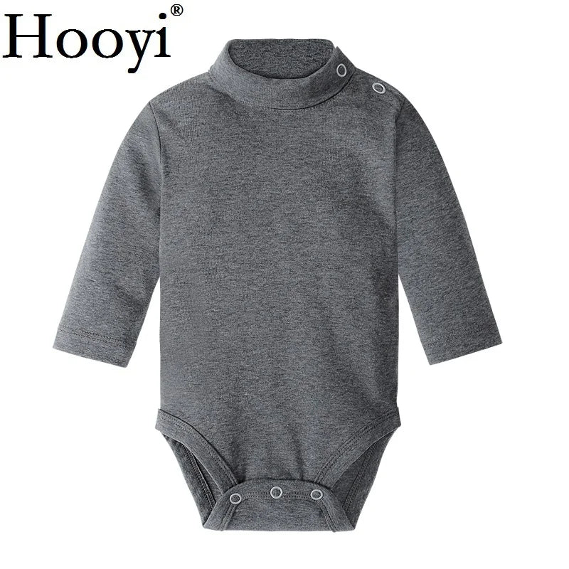 Baby Boy Clothes 100% Cotton Pure Solid Newborn Bodysuits Turtleneck Premature Clothing Shirts Tops 0 1 2 3 Years PJS Soft