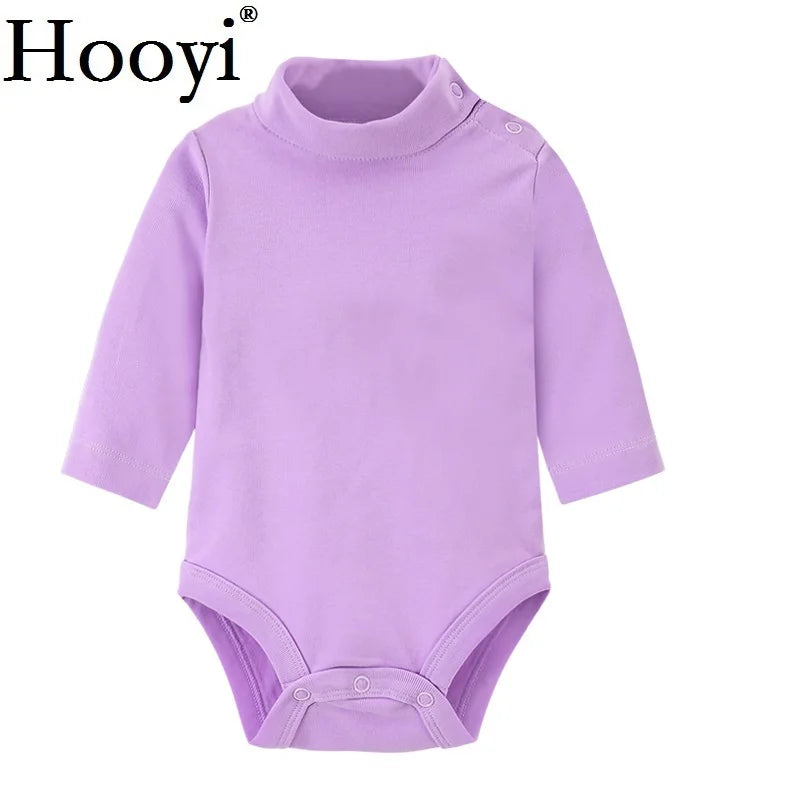 Baby Boy Clothes 100% Cotton Pure Solid Newborn Bodysuits Turtleneck Premature Clothing Shirts Tops 0 1 2 3 Years PJS Soft