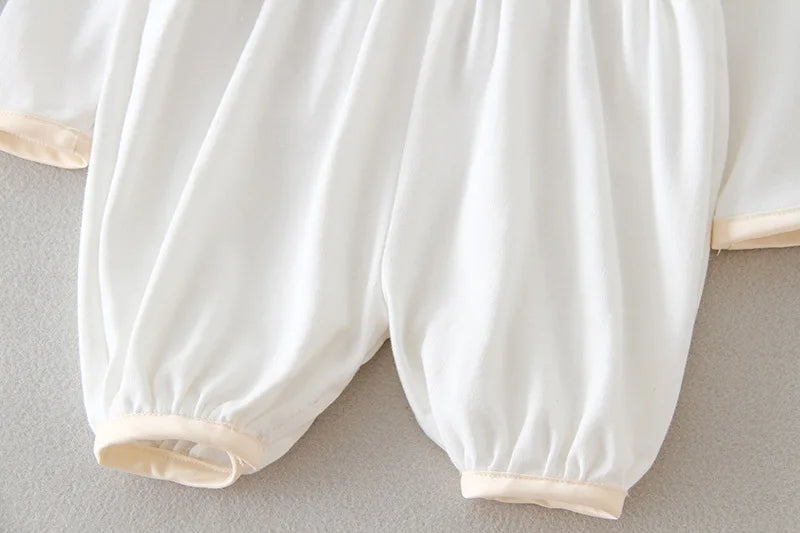 baby boy clothes white baptism baby romper set with hat turndown collar newborn first boy birthday clothing 3-24M