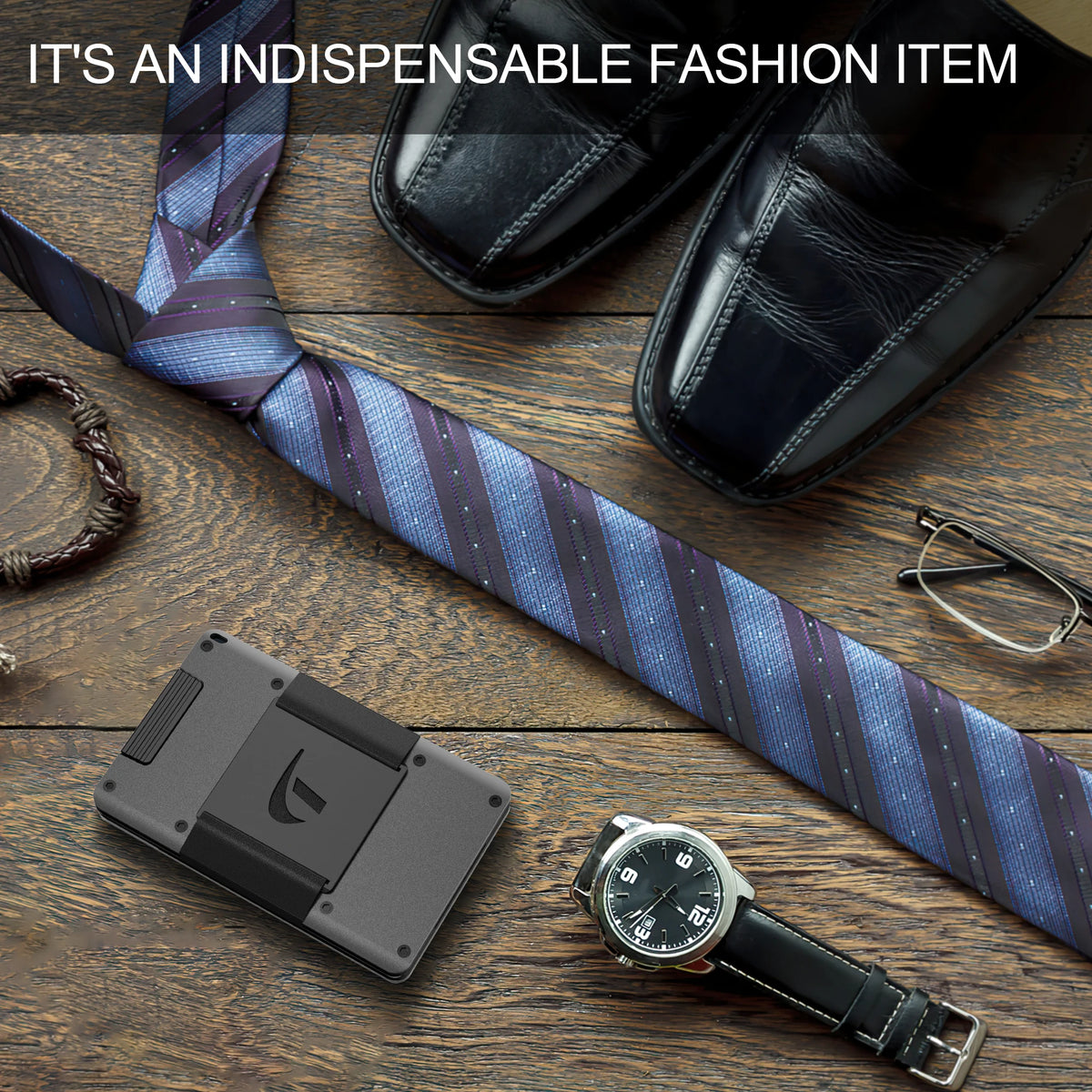 Minimalist Wallet For Men - Aluminum Slim Stretchable Belt Draw-Out Metal Wallet , Holds up 15 Cards with Cash Strap,Card holde