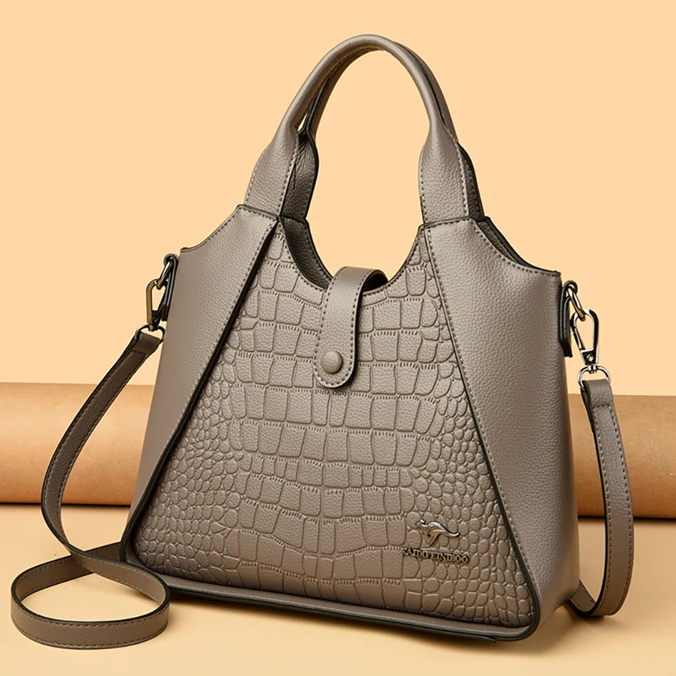 2024 New Fashion Trend Women's Handbag High Quality Soft Leather Women Shoulder Bolsas Solid Color Retro Female Tote Bags Sac