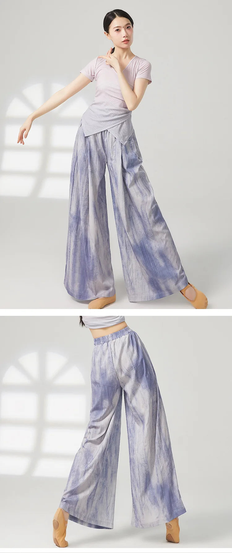 Women's wide-leg trousers made of chiffon, flowing and loose, suitable for formal party and wedding wear, as well as casual wear