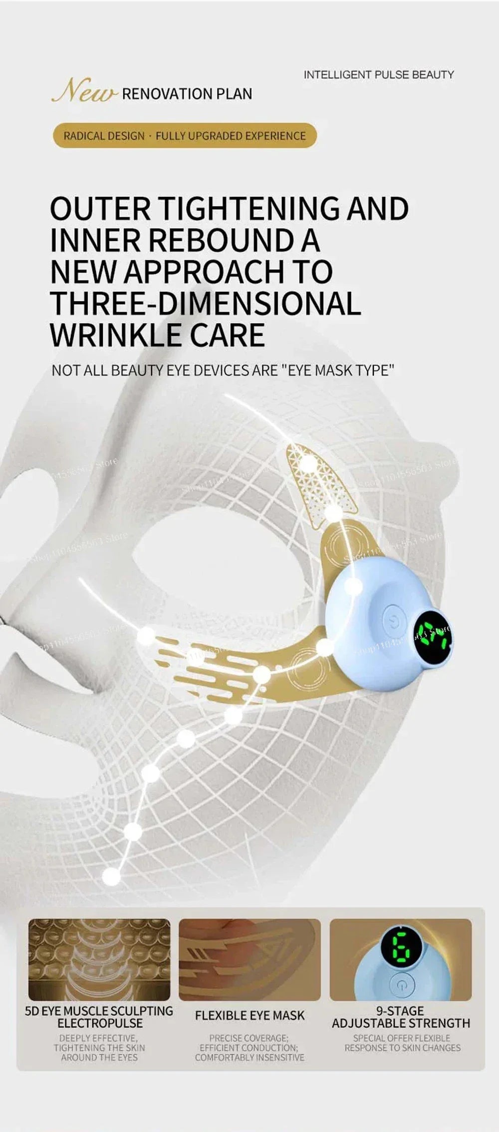New Eye Massage Device, EMS Tech + Airbag Hot Compress, Relieves Eye Fatigue, Smooths Fine Lines, Lifts Face, Eye Care Tool